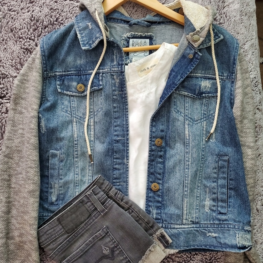 Billa Bong denim jacket w/ detachable hoodie